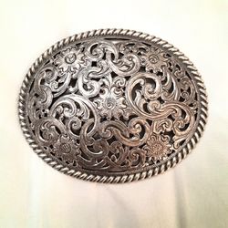 Tony Lama Mens/Womens Pierced Silver Filigree Trophy Belt Buckle. Fits Up To 1-1/2" Belt... Asking 25.00 