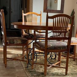 5pc Country Wheat Back Round To Oval Extension Table 