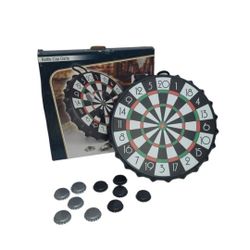 Bottle Cap Dart Magnetic Board - 9⅜” D- Board with 10 pcs w/10 pcs bottles caps