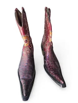 Botas vaqueras Jar Boots vino estilo cocodrilo - Talla 7 US
