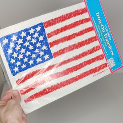 American Flag Iron On Transfer Vintage 1991 
