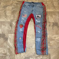 patchwork denim jeans