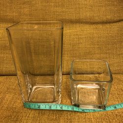 Pair Of Glass Square Vases