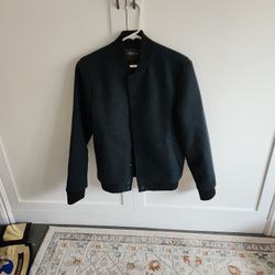 Dark Green Forever 21 Bomber Jacket Button Size Small