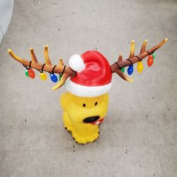 Christmas Dog Wearing Antlers Light-Up Blow Mold Decor 28"  IN-door /Outdoor