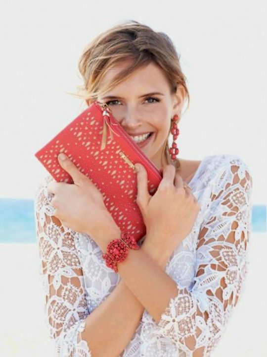 Stella & Dot Double Geranium Clutch