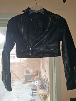 Chocolate Black Cropped Leather Moto Jacket