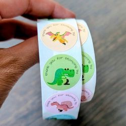 Party Favor Stickers | Dinosaur Theme, Thank you for Stomping By