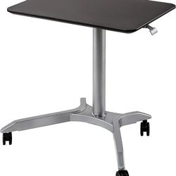 Seville Classics airLIFT Height Adjustable Pneumatic Laptop Sit Stand Desk Mobile Rolling Cart, Computer Workstation for Home Office, Classroom