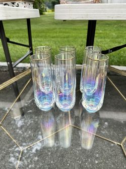 Iridescent Champagne Flutes- Set Of 6