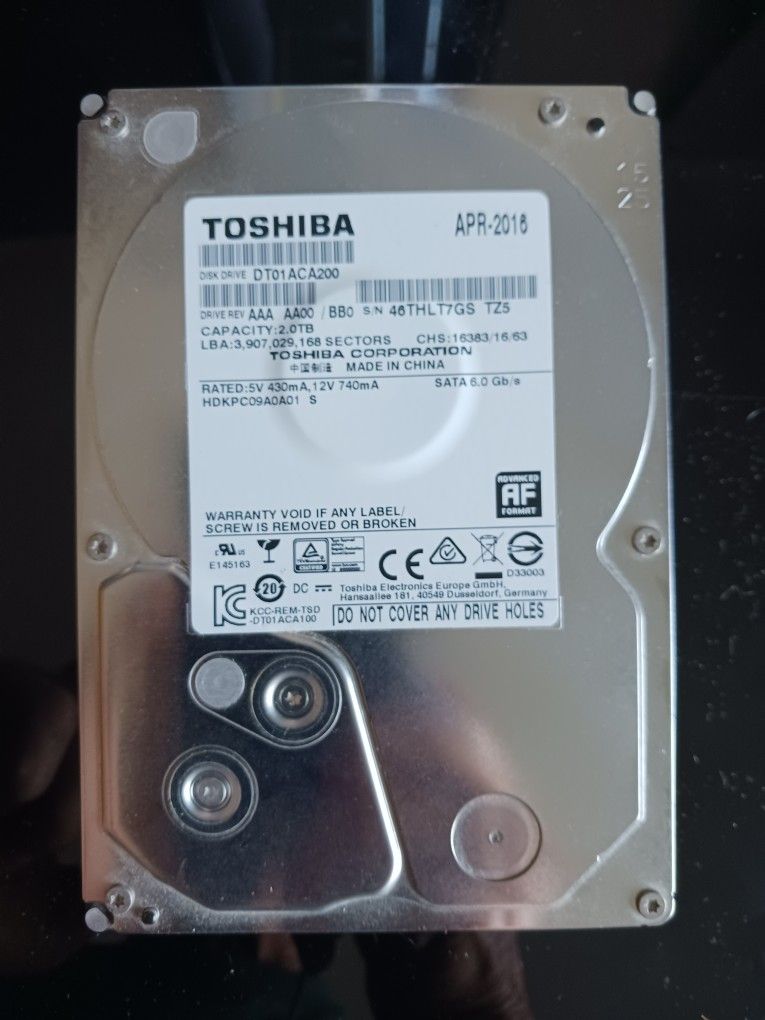 TOSHIBA 2TB Hard Drive
