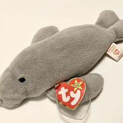 RARE Manny the Sea Cow Manatee Beanie Baby Babies 1995 TAG ERRORS