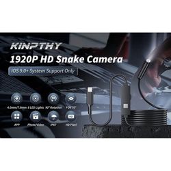 Industrial Borescope Camera with Light, 1920P HD Borescope with 8 Adjustable LED Lights, IP67 Waterproof Borescope with 16.4ft Semi-Rigid snake camera