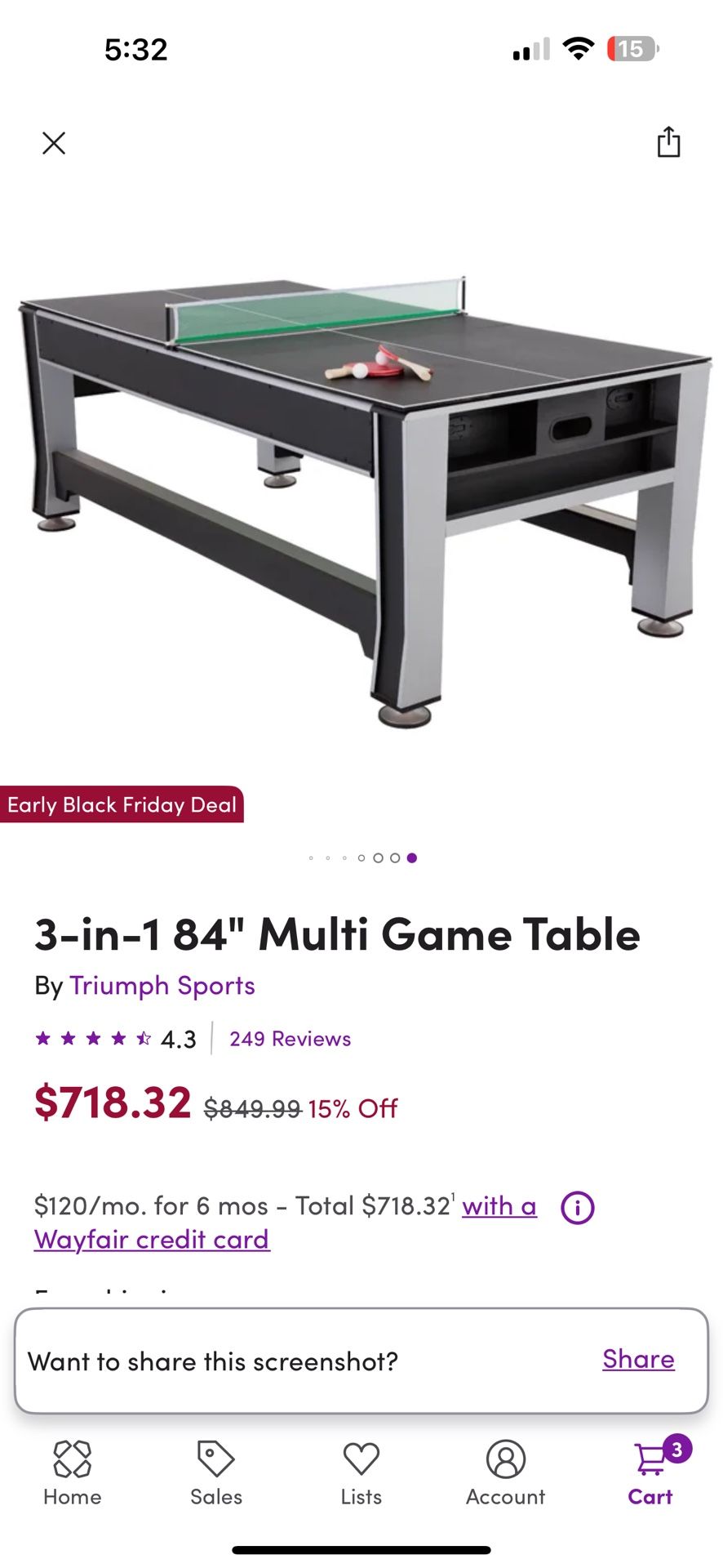 Combo Pool Table, Air Hockey, Table Tennis