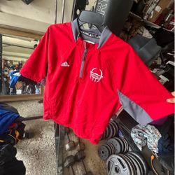 Adidas jewell wind breaker short sleeve size L  Color red and grey