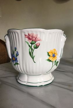 TIFFANY Planter Pot Vase Floral Design - beautiful!
