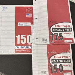 NEW 3 Packs College Ruled Loose Leaf Filler Paper