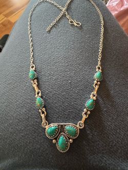 Sterling  Silver Turquoise Stone Necklace