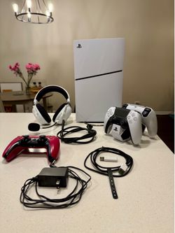 PS5 (Disc) Console w/ Razer wireless headset, 3 controllers, and charging stand!