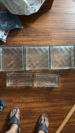 MCM VTG architectural decora glass 5-blocks 9x9” - 9x4”