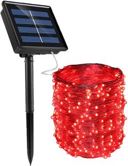Solar-Powered String Lights, 200 LED 72FT , Indoor/Outdoor Copper Wired Lights for Garden Yard Patio (RED)