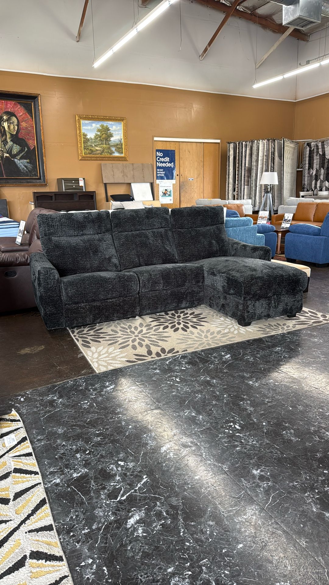 Black Reclining Sectional With Storage Chase