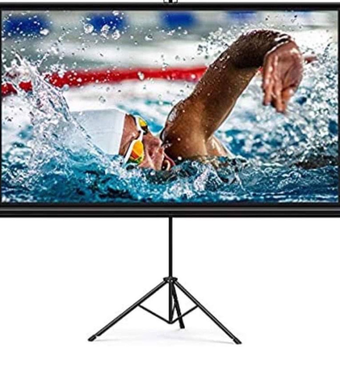 Projector Screen with Stand, Indoor Outdoor PVC Projection Screen 4K HD 100'' 16: 9 Wrinkle-Free Design(Easy to Clean, 1.1Gain, 160° Viewing Angle & I