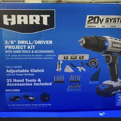 HART 20-Volt Cordless 3/8-inch Drill/Driver Project Kit HPPK01B BRAND NEW