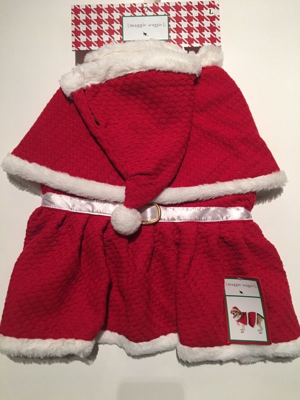 Mrs. Claus Christmas Dress, Short Cape and Santa Hat for Large Dog - Lined, Warm Female Girl Costume