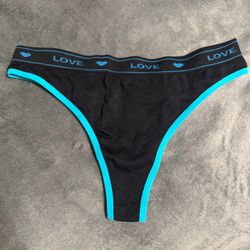 Black and Blue Thong Panties