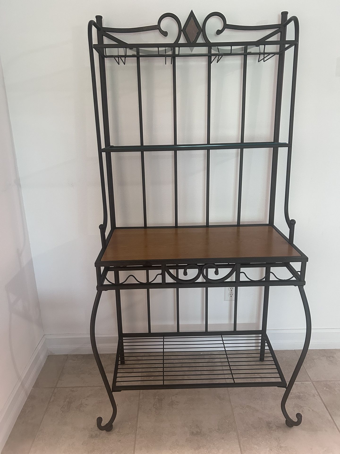 Metal/Wood/Glass Baker’s Rack-Bar