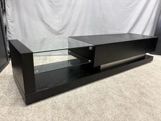 ZURI Etta Contemporary Black Oak & Glass TV Stand