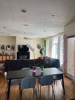 Black Wood Dining Table Set - Seats 8
