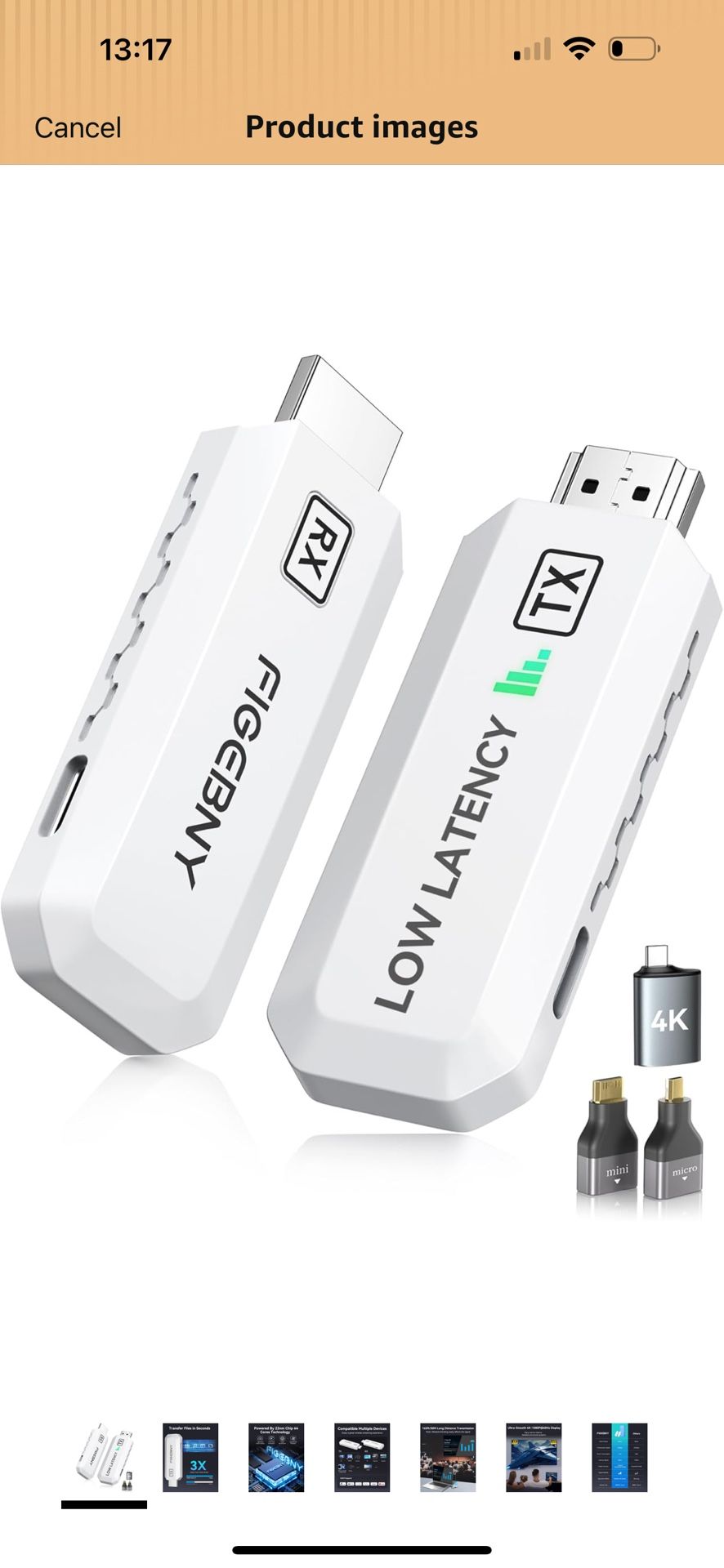 Brand New Wireless HDMI Transmitter and Receiver 4K Decode 1080P Output Ultra Low Latency, Plug&Play 2.4G/5G Portable Extender, 165FT HD Display Ada