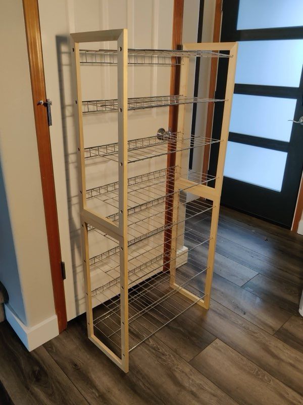 4-Tier Metal & Wood Shoe Rack – Silver & Natural – 2 Available – 27" Tall