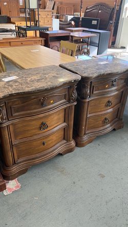 (In store) Traditional Marble Top Nighstands