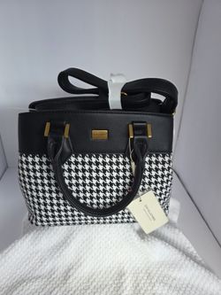 Blk/Wht Hounds Tooth (Mid Size) DAVID JONES PARIS,HAND BAG