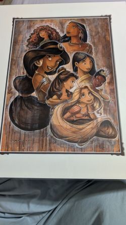 Disney Parks 14x18 Deluxe Art Print "Forever Princess" Darren Wilson Multi-Princess Collage NEW SEAL