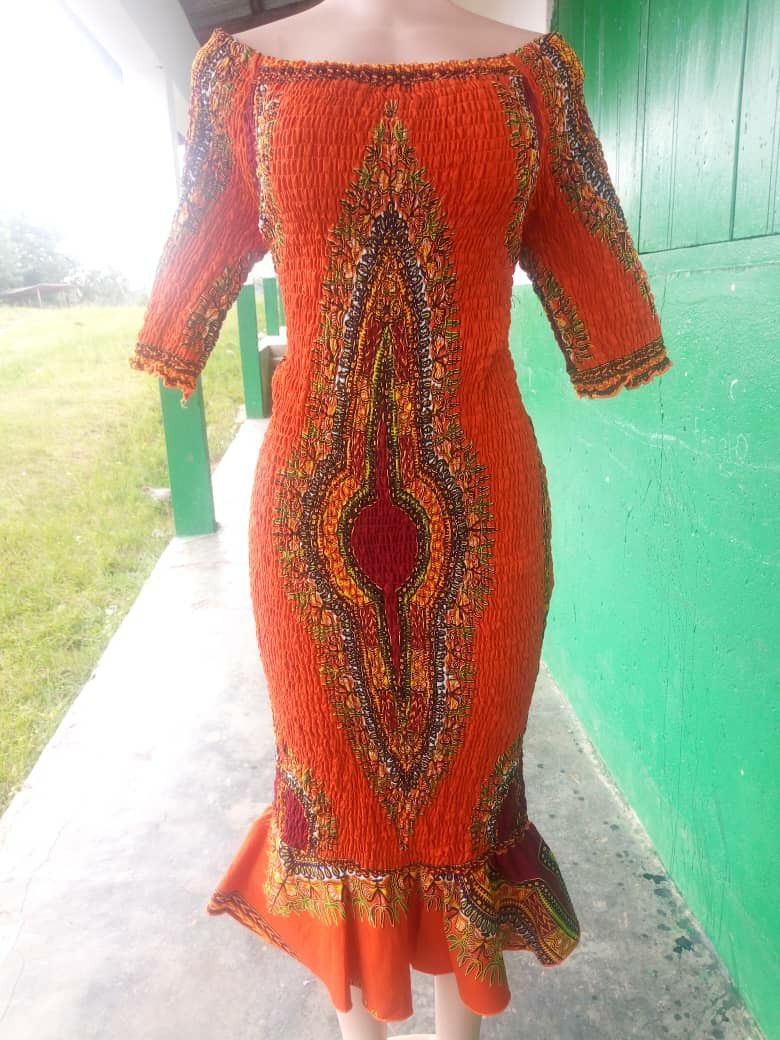 African print stretch or elastic dress - size 14 to.18