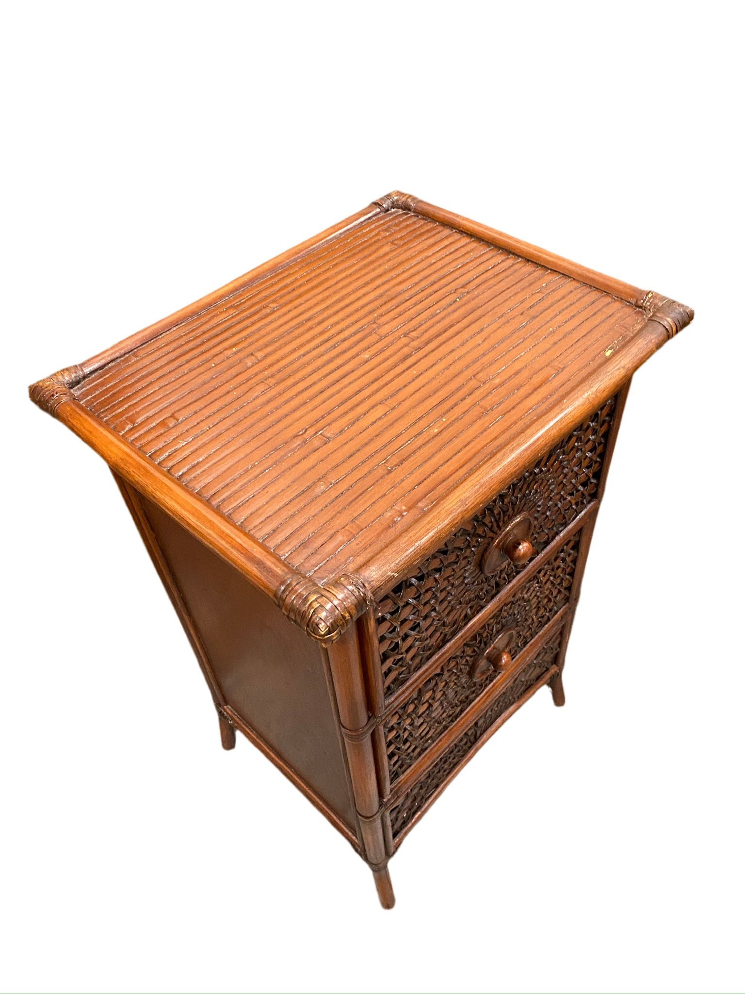 Wicker Sun Woven Console Table Two Drawers