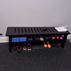 Wooden Bench With Shelf 