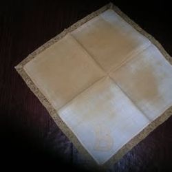 One - 12" x 12" Badly Marked Cloth Napkin -Marked with a B