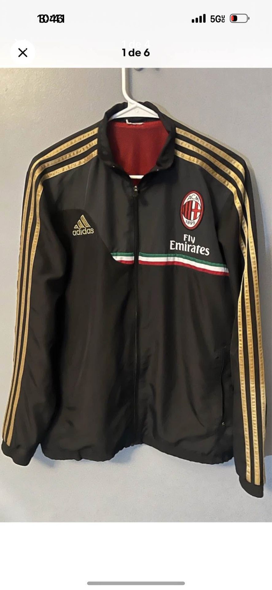 AC Milan 2013 Football Black Full Zip Track Jacket Adidas Authentic Men’s M