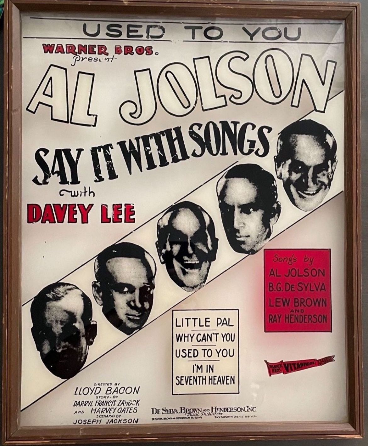 Vintage Al Jolson Print On Glass