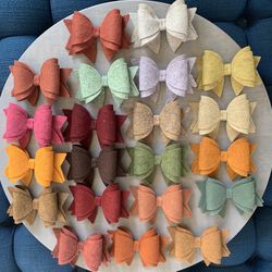 Felt Bows Attached To Alligator Clips