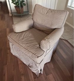 Crate & Barrel Rockimg Swivel Chair Nursery, Office Bedroom Living Room striped neutral