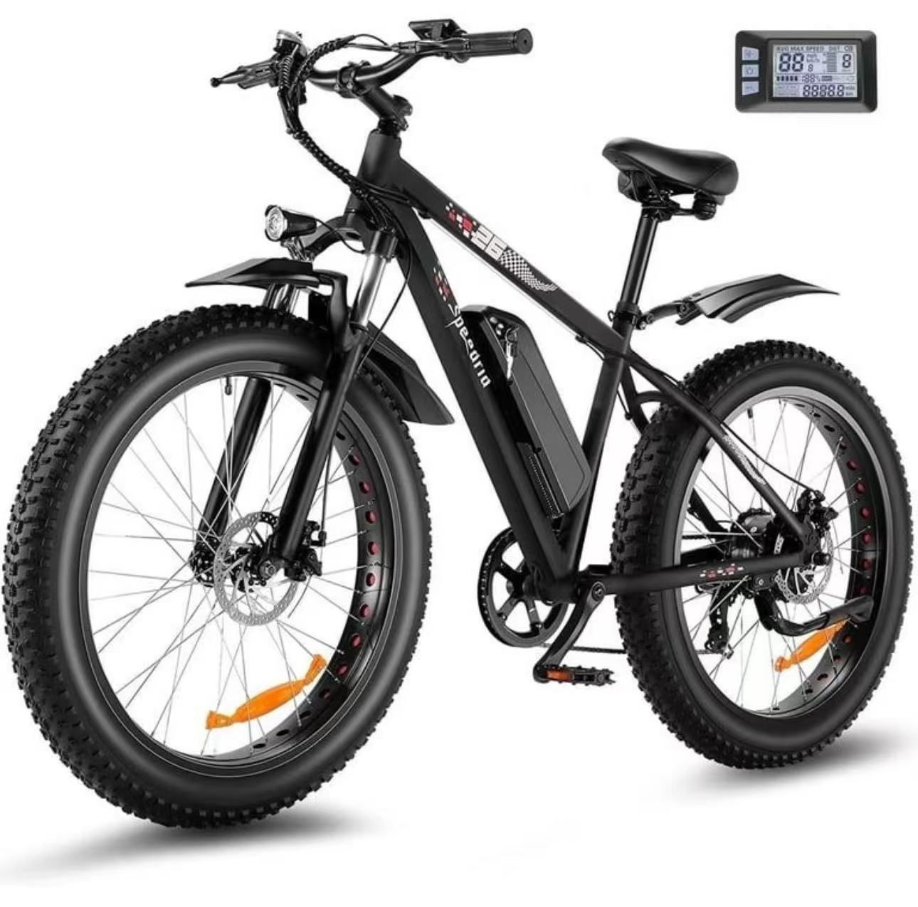 Speedrid 26" x 4" Fat Tire Electric Bike for Adult 3H Fast Charge, 500W Electric Mountain Bike with 48V 10.4Ah Removable Lithium-Ion Battery, Lockable