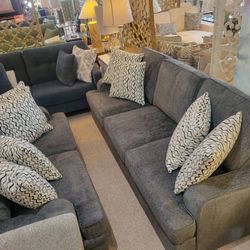 Grey Sofa and Loveseat (2pc Set)