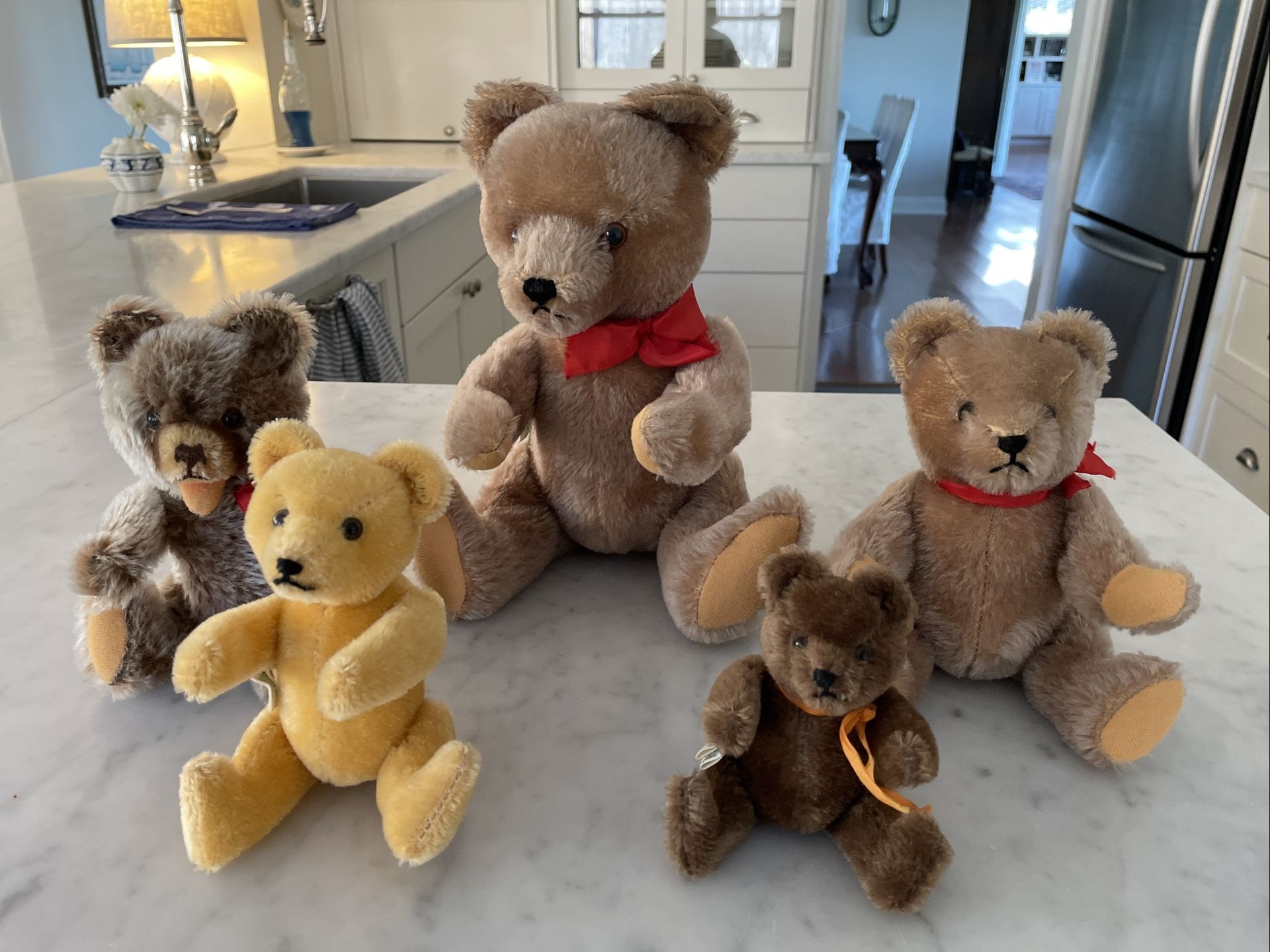 German Hermann Teddy Bears. Lot Of 5