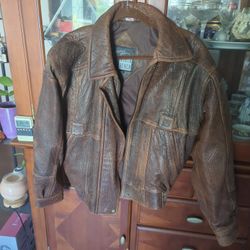 Brown Genuine Leather Bomber Jacket 